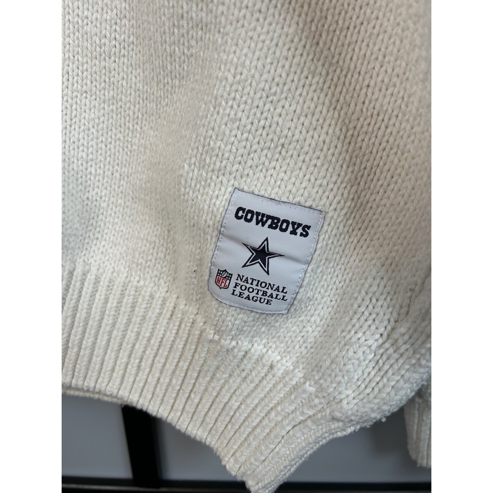 NFL Dallas Cowboys V Neck Pullover Sweater Off White Vtg Style Women's Size Med‎ - Picture 4 of 9